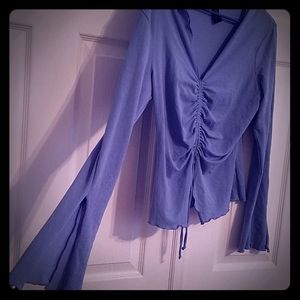 90s Vintage Bisou Bisou Peasant Top Bell Sleeves L